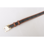 CELINE TRIOMPHE 金釦塗層帆布中腰皮帶85cm/寬2.5cm/棕褐色, , large