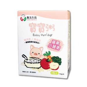 飯友寶寶粥 蘋果小豬寶寶粥 150克/包X4包/盒  常溫寶寶粥  即食粥 副食品 即食粥 副食品
