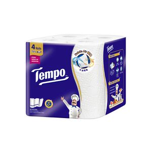 [箱購]Tempo極吸萬用3層捲筒廚房紙巾125張4捲 x 4袋