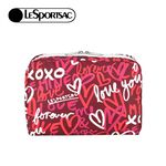 Lesportsac Extra Large Rectangular Cosmetic 加大型化妝包/ 莓果色愛情手繪風, , large