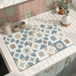 【Monster】 Soft Diatomaceous Earth Sink Draining Mat Language of Tiles  (45x30cm) –Serene Elegance, , large