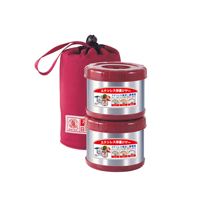 【寶馬牌】保溫飯盒 500mlx2（紅色）｜SHW-GL-500X2-R