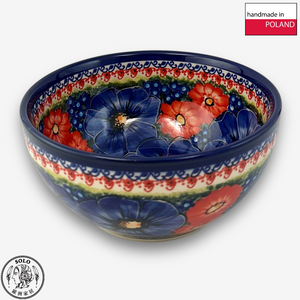 【SOLO歐洲家居】波蘭製 Cerraf 波蘭陶 16cm 大碗 赤藍芳華系列