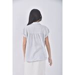 (S) 質感條紋藍色短袖上衣二手衣, , large