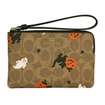 COACH CC Logo 萬聖節圖案塗層帆布手拿包/棕褐色/黑色, , large