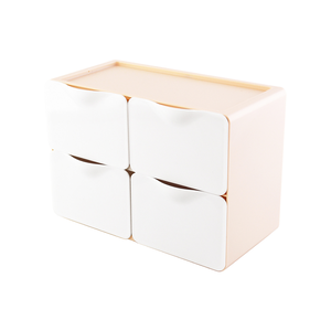 【O-Life】Stackable Desktop Drawer Cabinet-4 Drawers Beige