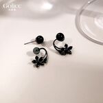【Gulicc】古莉可 耳環 黑色花朵珍珠耳釘, , large