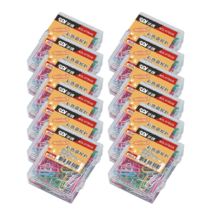 【SDI 手牌】28mm  彩色 迴紋針 塑膠盒 90支入盒  12盒/組 0792G