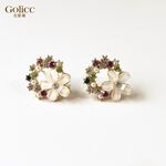 【Gulicc】古莉可 耳環 花朵鑲鑽耳環, , large