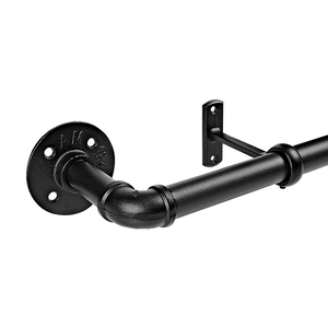 黑色48【SV61257】84英寸（121-213cm）北歐復古工業風伸縮窗簾桿 吊桿 輕工業風羅馬桿 浴簾桿 現代簡約 打孔桿