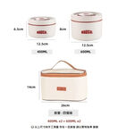 【A&R】四入組 日式316不鏽鋼便當盒附保溫袋、餐具套裝組 - 微波款 2000ML, , large