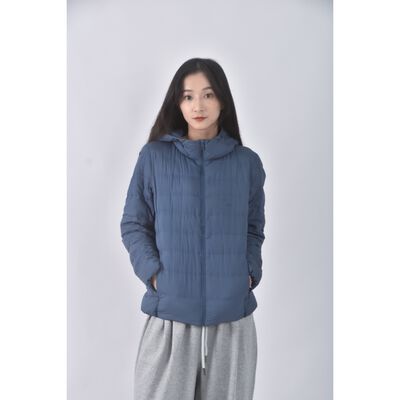 (M) uniqlo羽絨連帽藍色外套二手衣