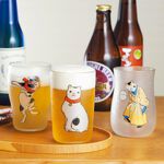 ADERIA 日本江戶貓啤酒杯禮盒 精裝木盒/3入 浮世繪 霧面玻璃杯 啤酒杯, , large