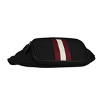 BALLY Code 經典紅白條紋尼龍腰包/黑色, , large