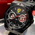 [星晴錶業]FERRARI手錶,42mm,FE00048黑色錶面黑錶殼深黑色矽膠錶帶款, , large
