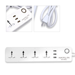 [HANLIN] RH-M401 智能 WIFI 萬用孔開關插座 延長線 延長插座 4孔 3USB 智慧插座 wifi連線 電力監控 遠端控制, , large