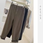 特大尺碼-版型偏大 女款 高腰 直筒 休閒褲-黑/棕-0104075, , large