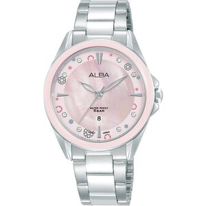 ALBA 雅柏 CUTiE 晶花 珍珠貝女錶 送禮首選-33mm AH7DV7X1/VJ22-X435P