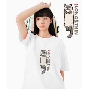 JZ TEE Siamese Cat-Long Thin Graphic Tee