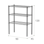 【Y HOUSE】90x45x120cm Lightweight Three-layer Iron Rack Iron Rack Shelf - Painted Black, , large