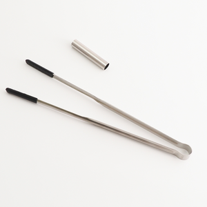 LINOX316不鏽鋼矽膠食物夾-21cm-黑色-6支