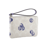 COACH CC Logo 藍莓圖案塗層帆布手拿包/白色/紫羅蘭, , large