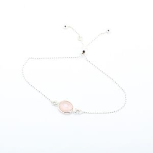 【Angel & Me】橢圓 粉晶 rose quartz 純銀 簡約 手鍊 生日 週年 情人節 禮物