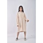 (F) jineilai棉質排扣純棉杏色洋裝二手衣, , large