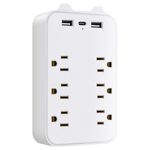TRISTAR TS-USB165 3P 6-socket + 2USB+1Type-C small wall plug, , large