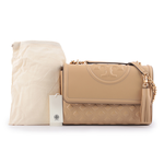 Tory Burch Fleming 縫線翻蓋流蘇二用包/沙色, , large
