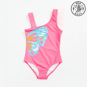 【SOLO Vintage】Butterfly Girls One-piece Swimsuit Swimwear Quick-dry Made in Turkey 5-6y