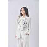 (S) j deluxe質感貓貓綁帶白色襯衫上衣二手衣, , large