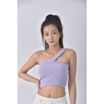 (S) 【安于晴Charlene私服】air space質感修身短版單肩紫色上衣二手衣, , large