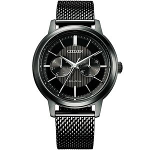 CITIZEN 星辰 光動能 雅痞雙眼Day-Date手錶-曜石黑/41mm BU4034-82E