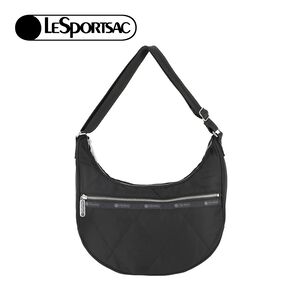 Lesportsac Quilted Medium Hobo 菱格壓紋月亮包/ 黑色