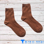 【RUNWAY】《RUNWAY SOCKS》Best-Selling Japanese Style Trendy Short Socks – Double Cylinder Technology with Retro Jacquard Design – Dark Brown – 1 Pair, , large