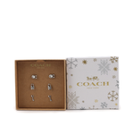 COACH 玻璃珍珠C Logo/鎖頭/鑰匙造型耳環禮盒組/銀色, , large