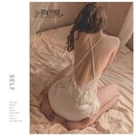 [夢巴黎]   法式蕾絲交叉露背睡衣 (附丁字褲) 蕾絲睡衣 連身睡衣 性感睡衣 居家服 睡裙 睡衣裙 女睡衣 睡衣, , large