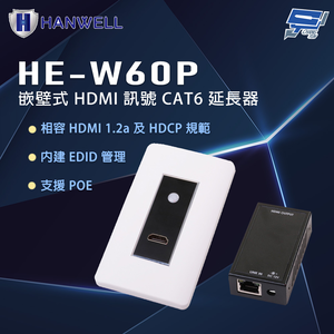 昌運監視器 HANWELL HE-W60P 嵌壁式 HDMI 訊號 CAT6 延長器