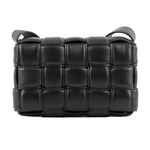 BOTTEGA VENETA 小羊皮Padded Cassette枕頭編織包/小款/黑色/金釦, , large