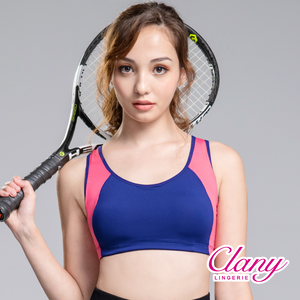 【可蘭霓Clany】MIT獲獎撞色顯瘦涼感防震加大尺碼無鋼圈M-2XL運動內衣活力藍6965-57