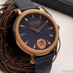 [星晴錶業]VERSUS VERSACE手錶,38mm,VV00356寶藍色錶面玫瑰金錶殼寶藍真皮皮革錶帶款, , large