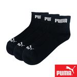 PUMA 經典加厚毛巾底運動短筒襪3雙裝 彪馬 跳豹 男襪 女襪 襪子 運動襪 短襪 加厚 高彈 平整縫頭 耐磨 黑, , large