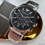 [星晴錶業]ARMANI手錶,46mm,AR00075黑色錶面銀錶殼銀色精鋼錶帶款, , large
