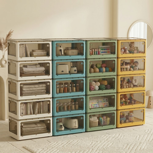 【AOTTO】35L升級加厚款五開門可疊加折疊收納箱-白色5入(AL-245W)