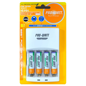 [寶旺旺]華志PRO-WATT 充電器+湯淺4號鎳氫電池(1.2V立即用)PW-L104-1236-9