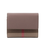 BURBERRY Lancaster 牛皮及帆布格紋三折短夾/水貂灰/棕色, , large