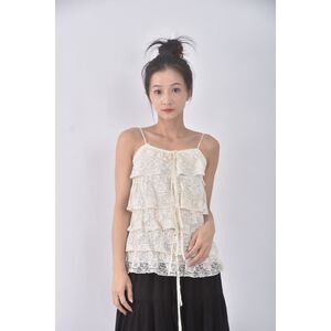 (S) 質感吊帶棉質杏色上衣二手衣