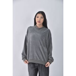 (XL) 質感條紋灰色長袖上衣二手衣