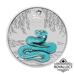 [皇家典藏] Perthmint 2025澳洲伯斯-生肖-蛇年-彩色版-1/4盎司銀幣(普鑄)(卡裝)(雪梨錢幣展版)(原廠已售罄), , large